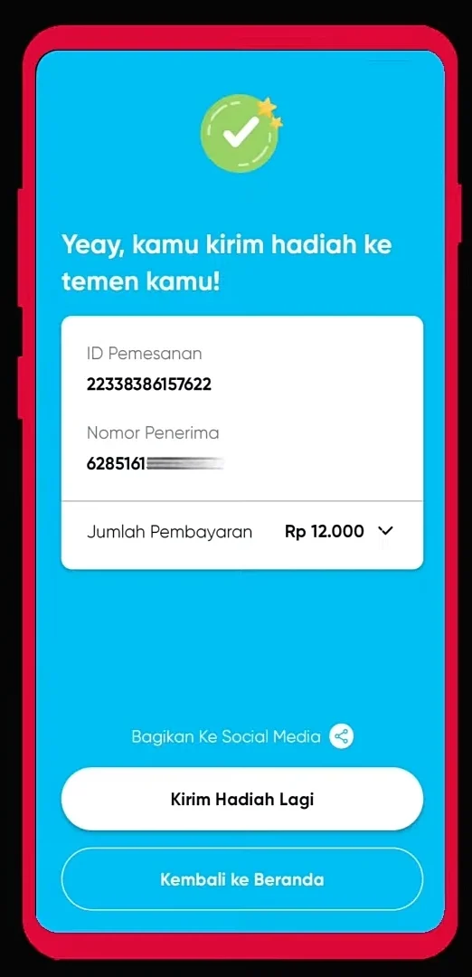 Pengiriman hadiah pulsa