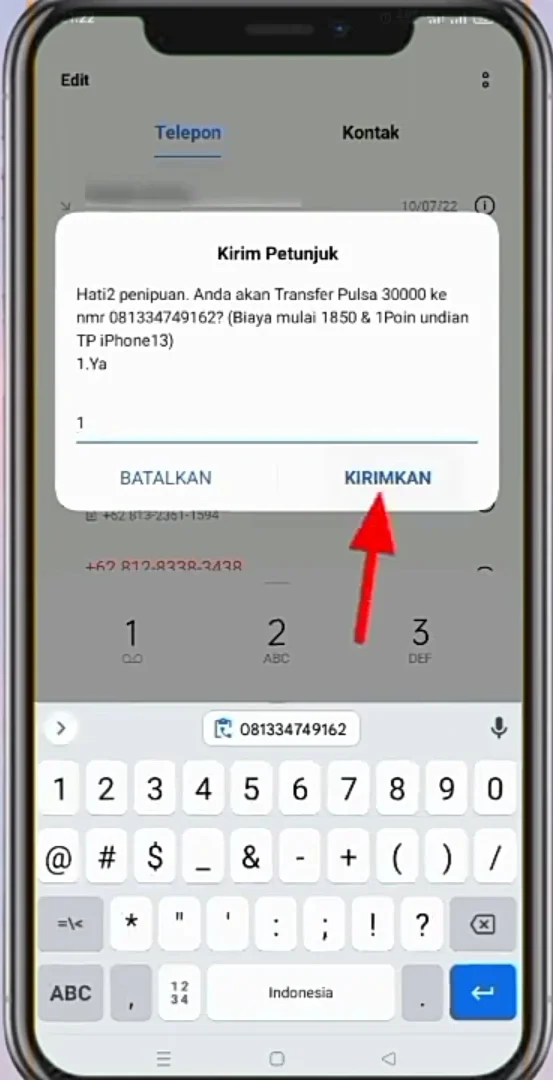 klik kirimkan