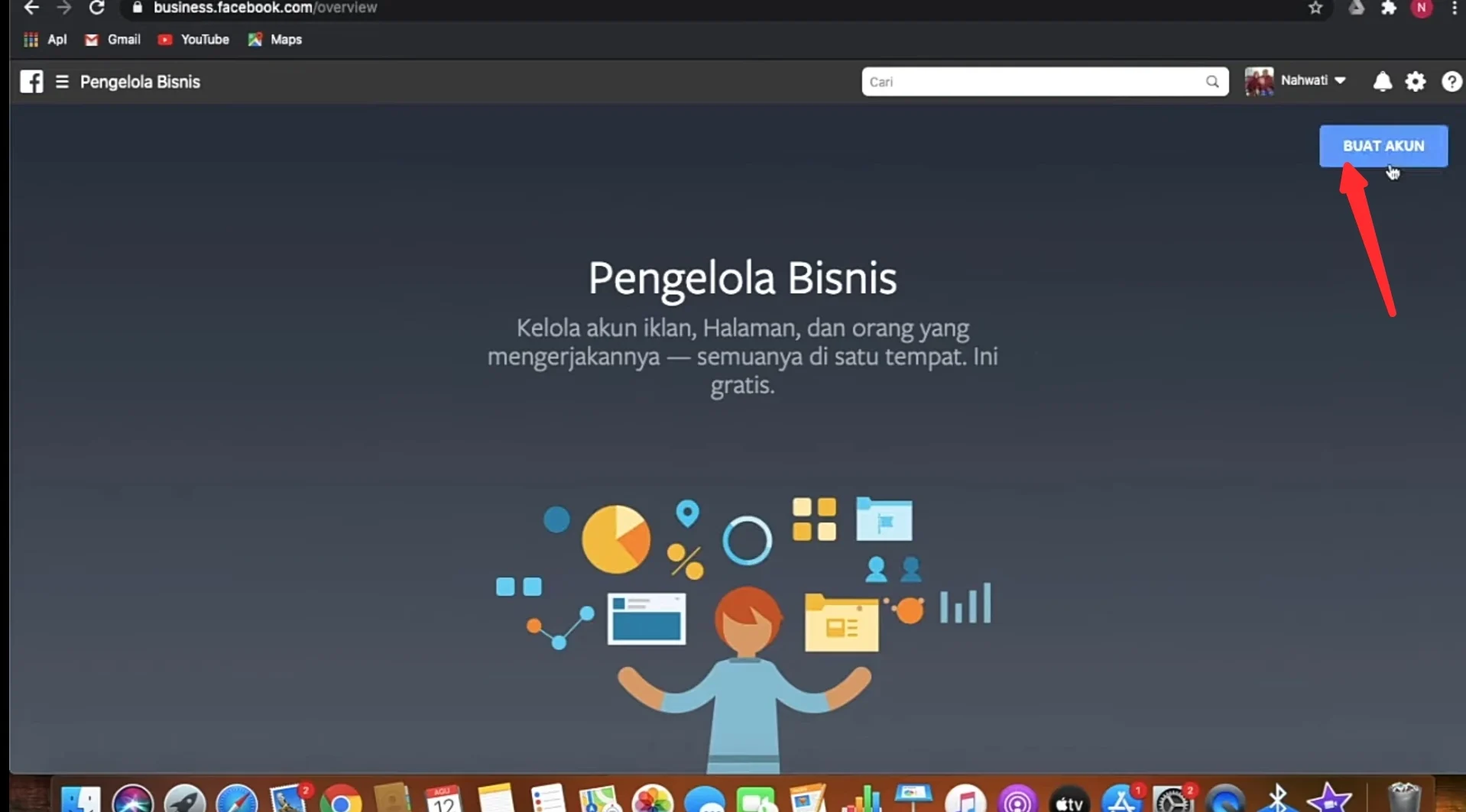 tampilan bisnis Facebook