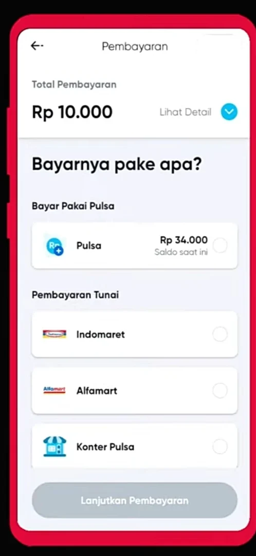 pilih saja opsi pulsa