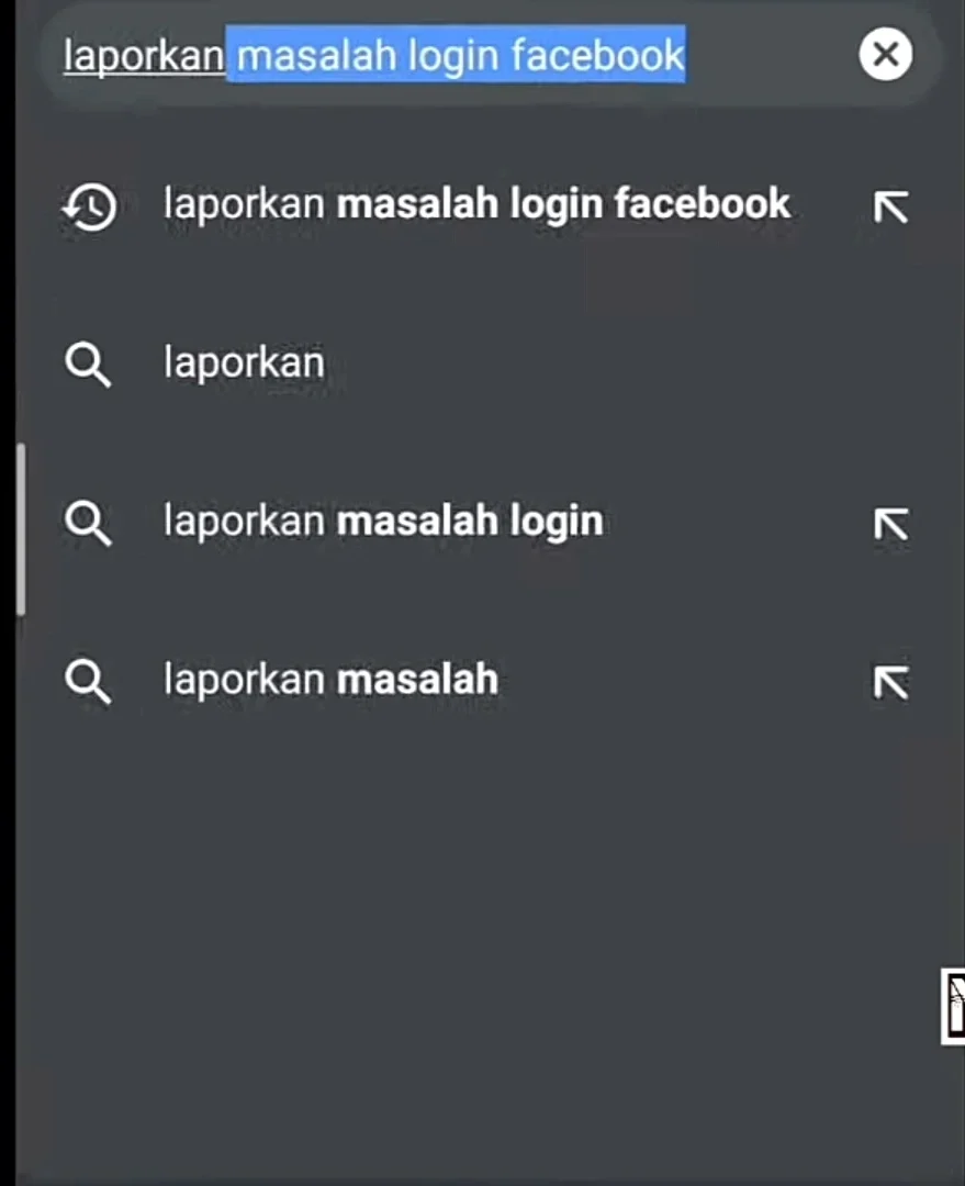 laporkan masalah login Facebook