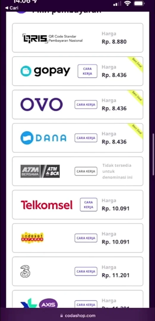 daftar harganya