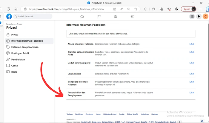 Cara Menghapus Halaman Facebook Lewat PC