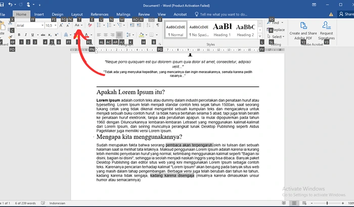  Ms Word dengan Alt