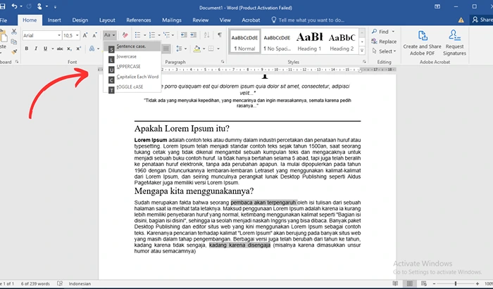  Ms Word dengan Alt