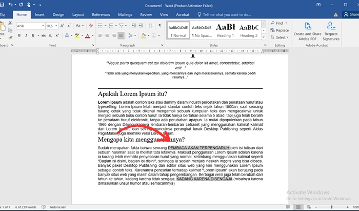  Ms Word dengan Alt