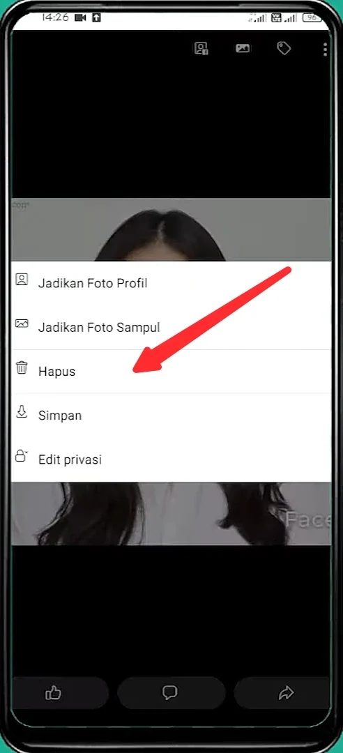 ketuk opsi hapus