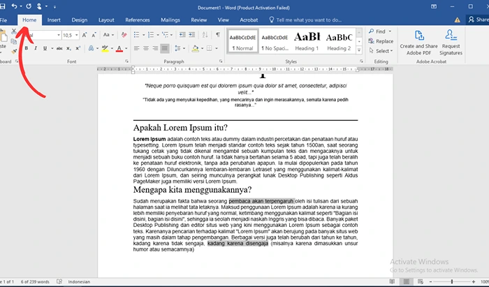  Ms Word dengan Menu Bar