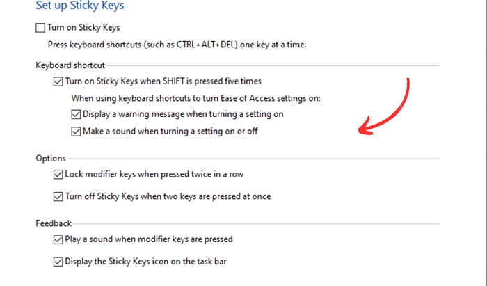 Matikan fitur Sticky Keys