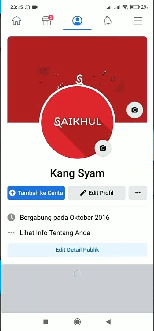 sudah masuk ke profil