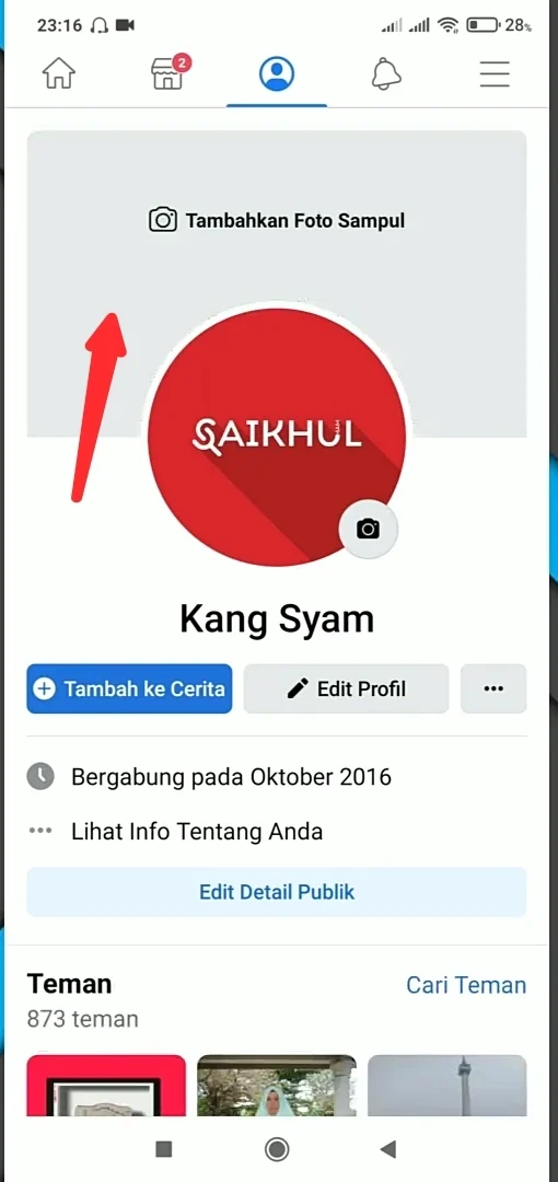 sampul profil sudah kosong