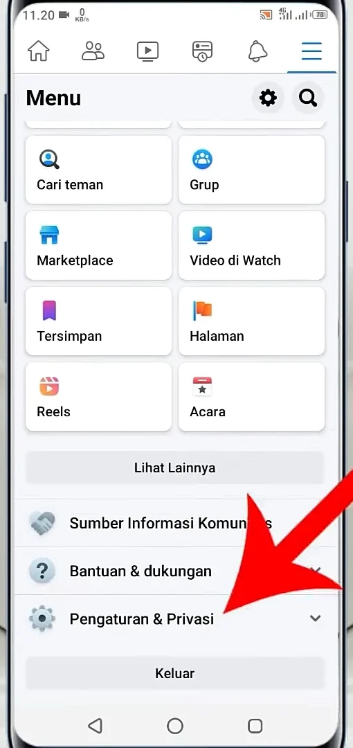 klik pengaturan dan privasi