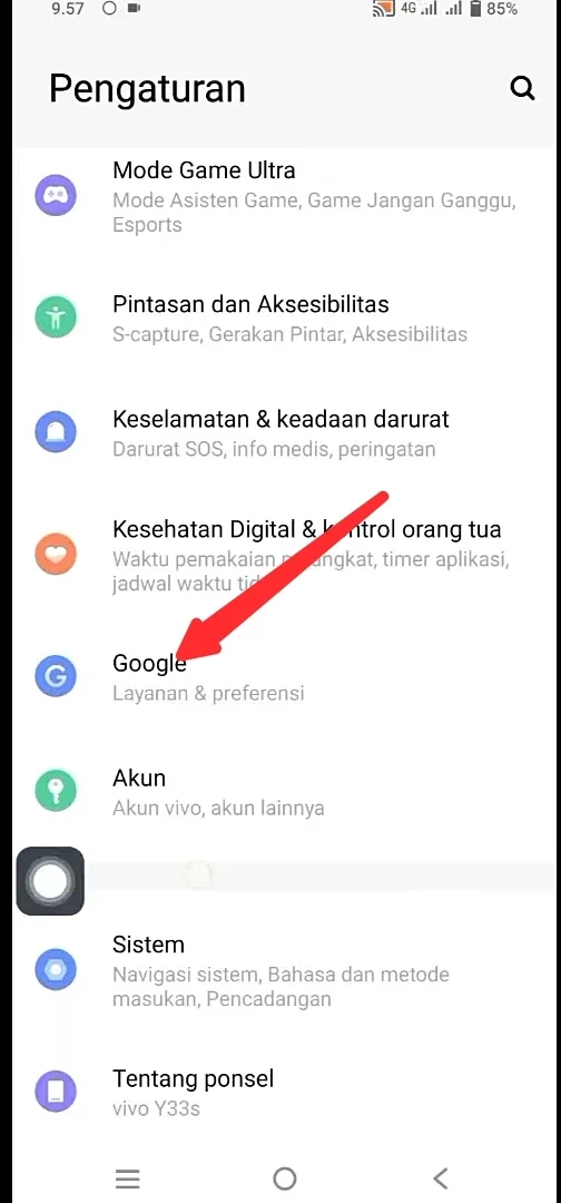 pilih saja opsi Google