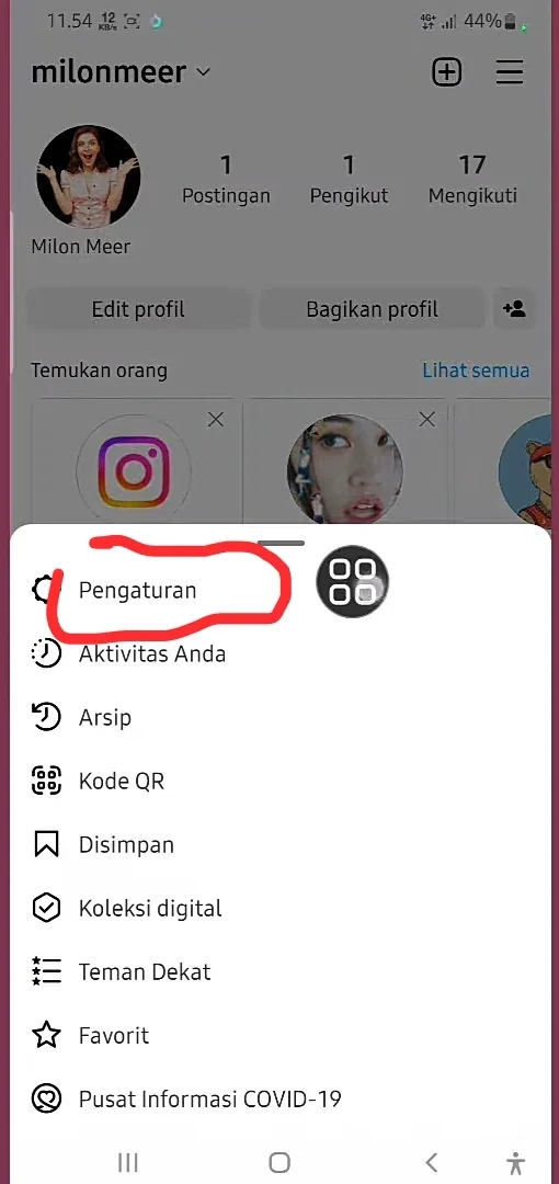 klik opsi pengaturan