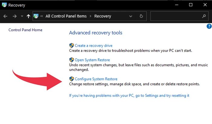 Jalankan System Restore