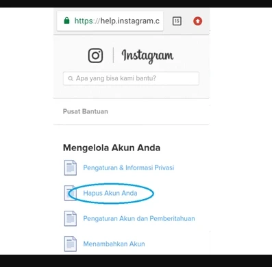 hapus akun Anda