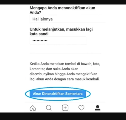 akun dinonaktifkan sementara