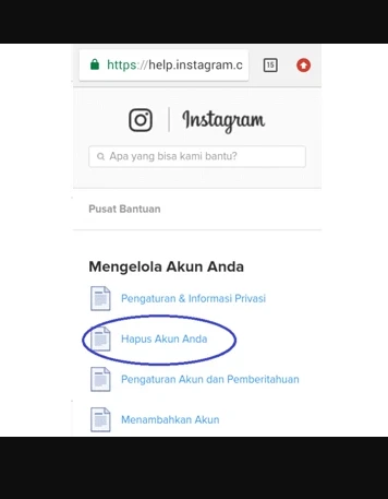 hapus akun Anda