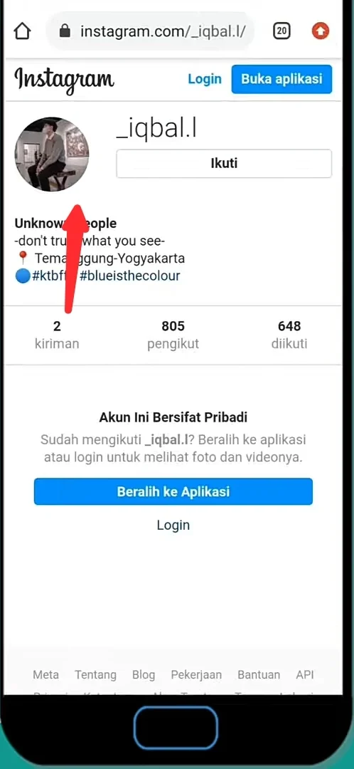 klik pada foto profil