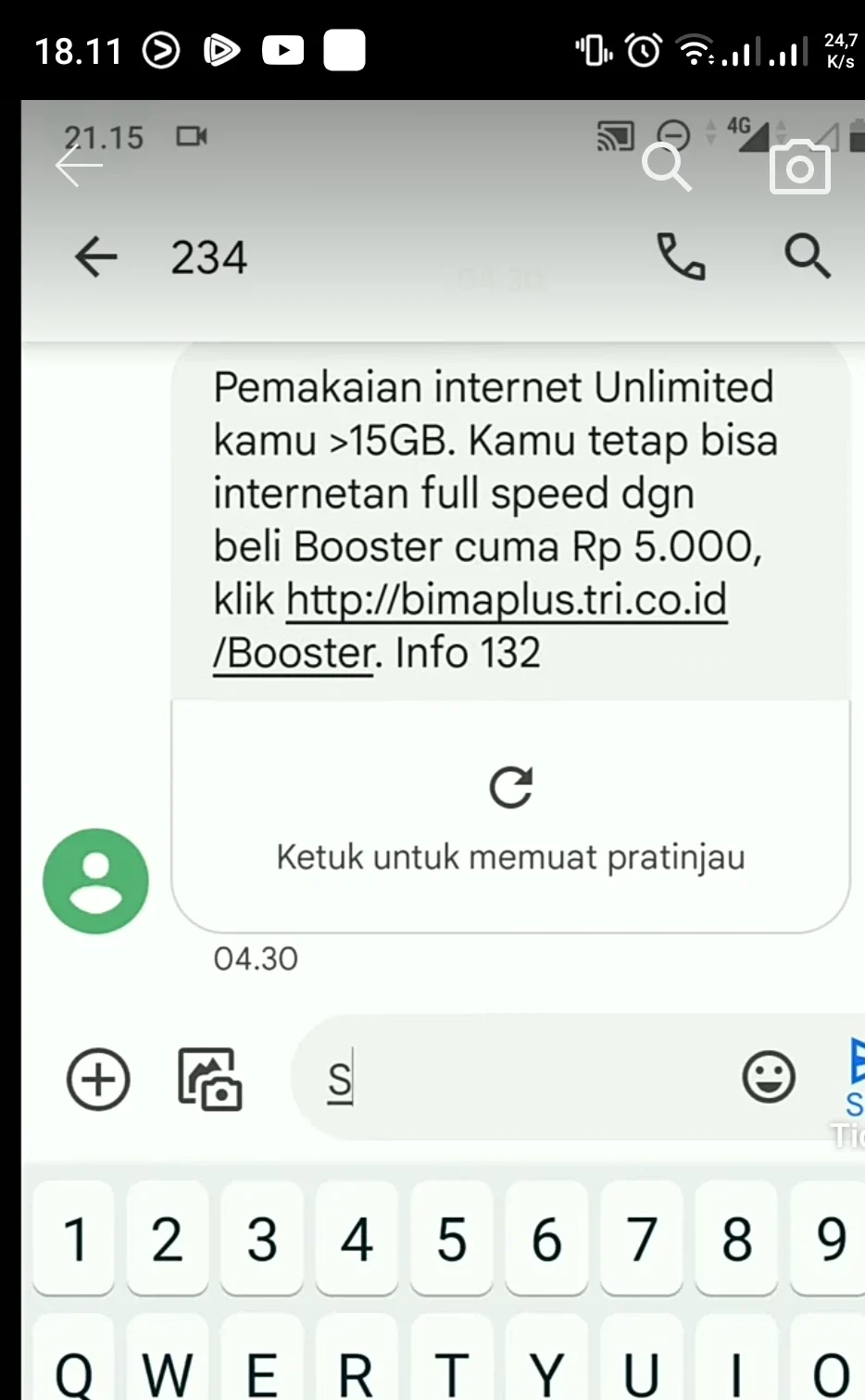 layanan SMS 234