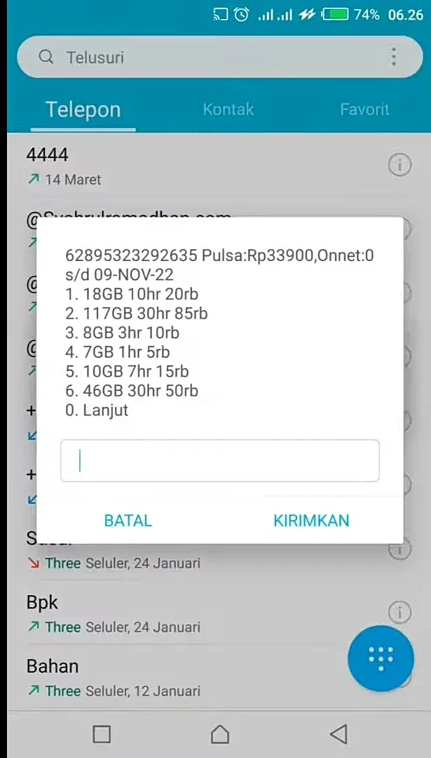 muncul banyak menu