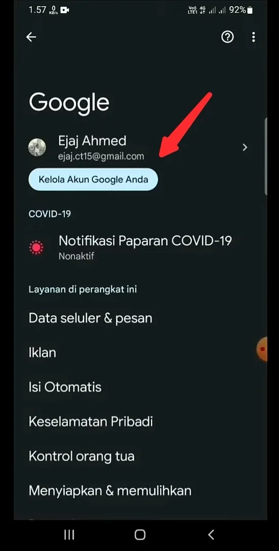 kelola akun google Anda