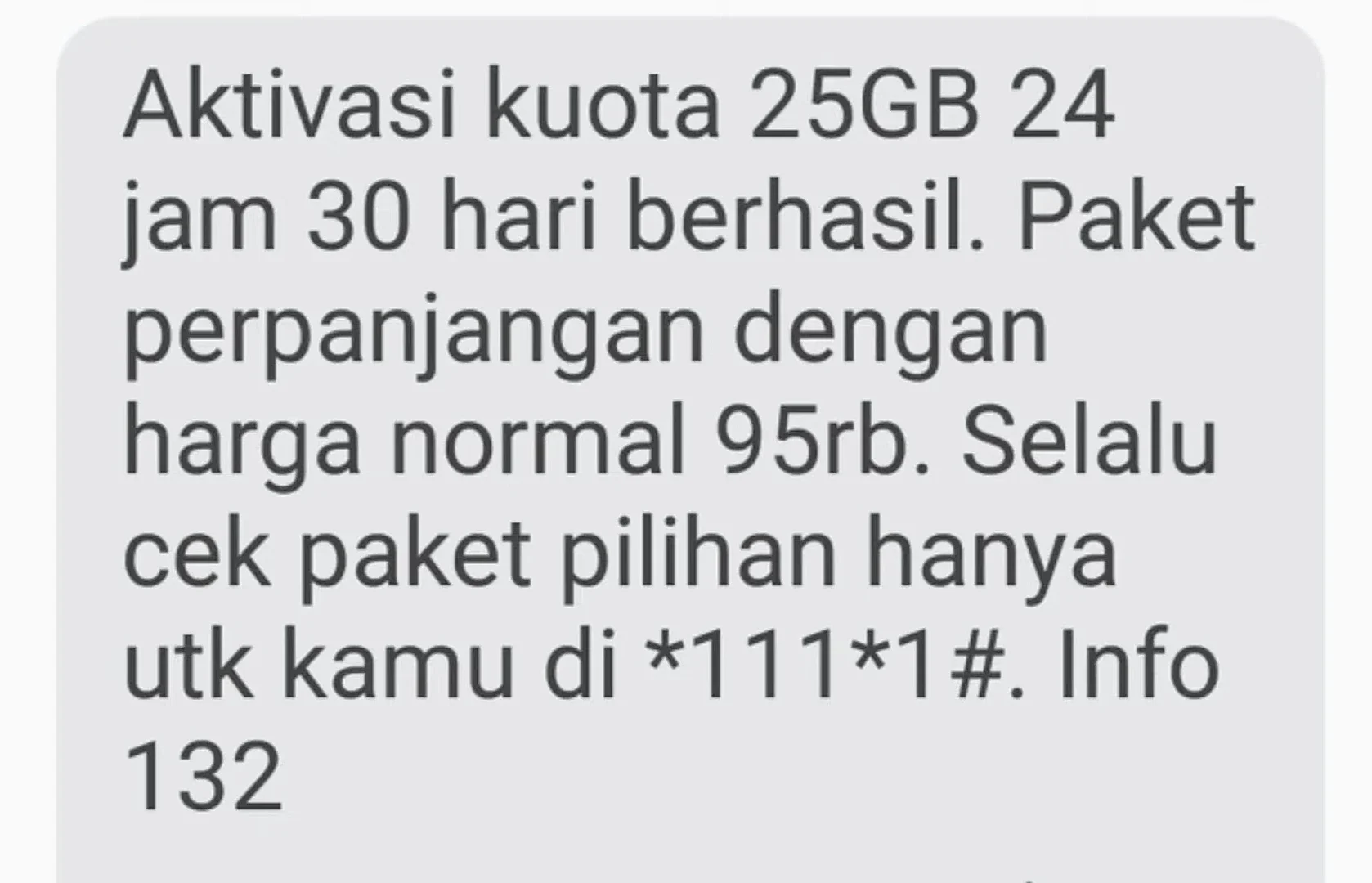 muncul sms jika aktivisi berhasil