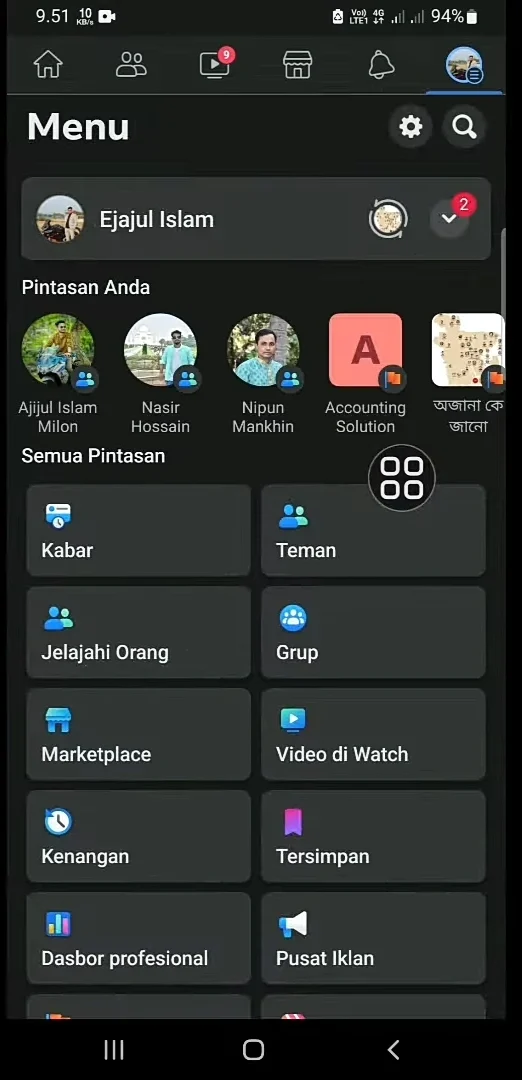 lihat beberapa menu