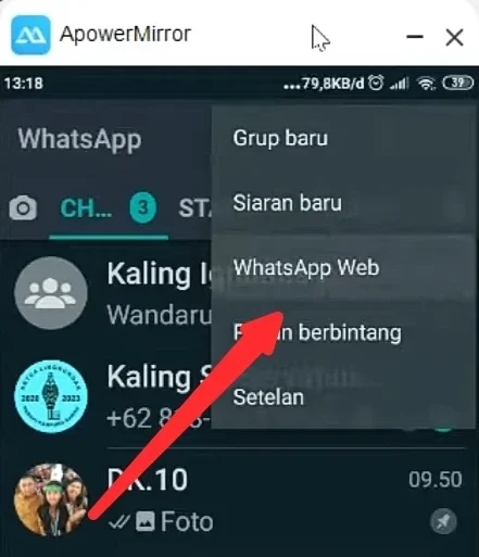 pilihlah opsi WhatsApp web