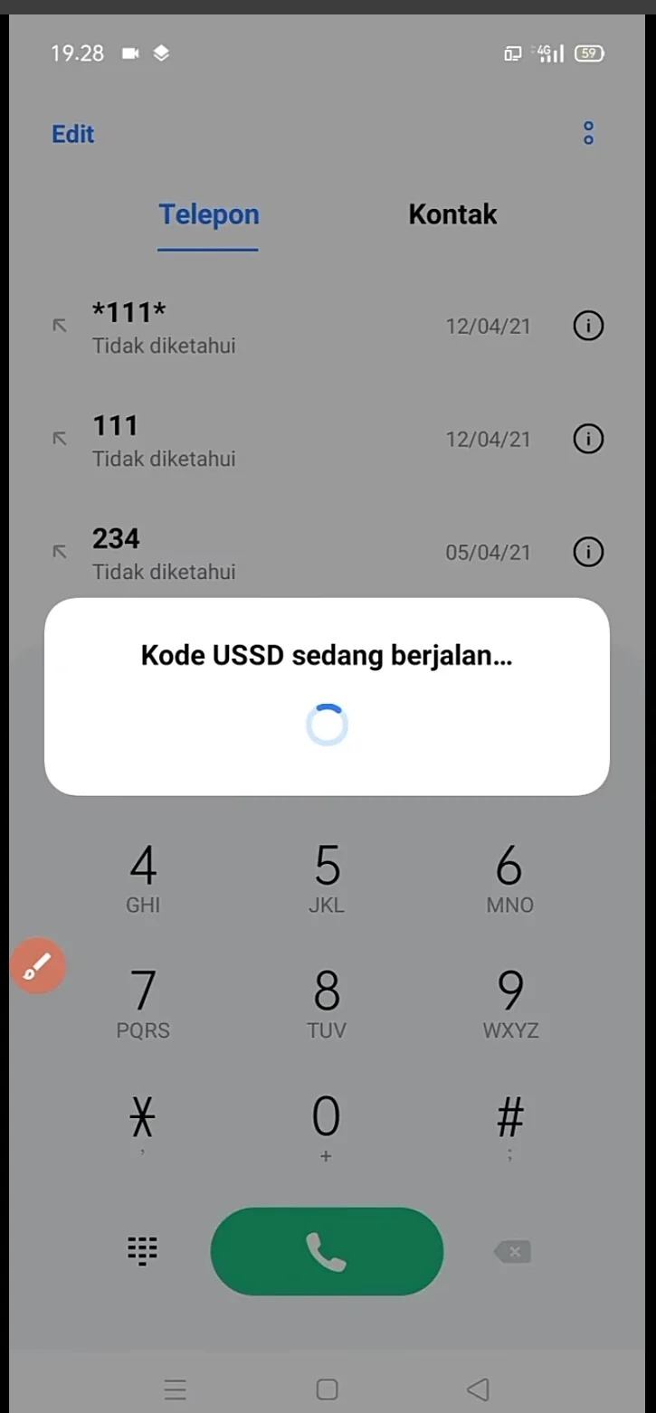 menunggu kode USSD