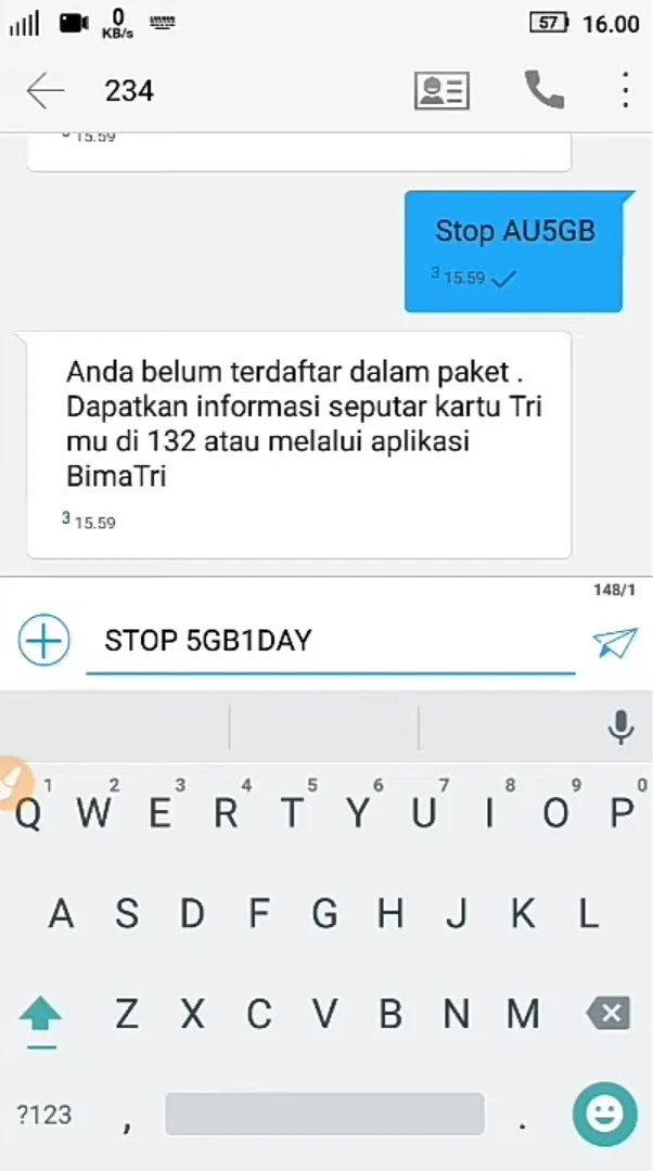 pesan tidak terdaftar