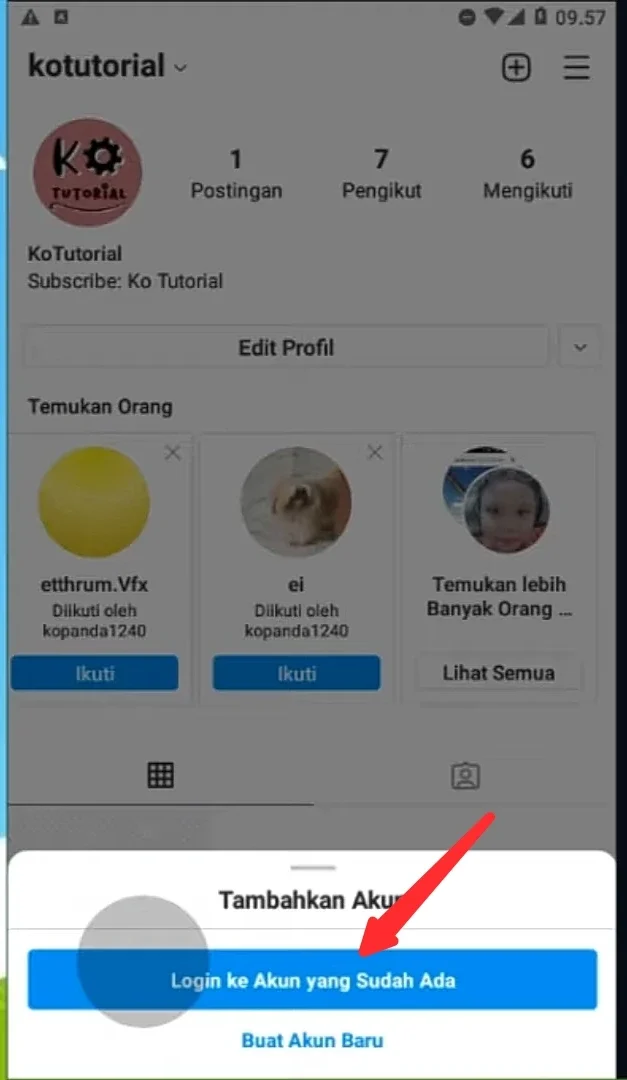 login ke akun yang sudah ada