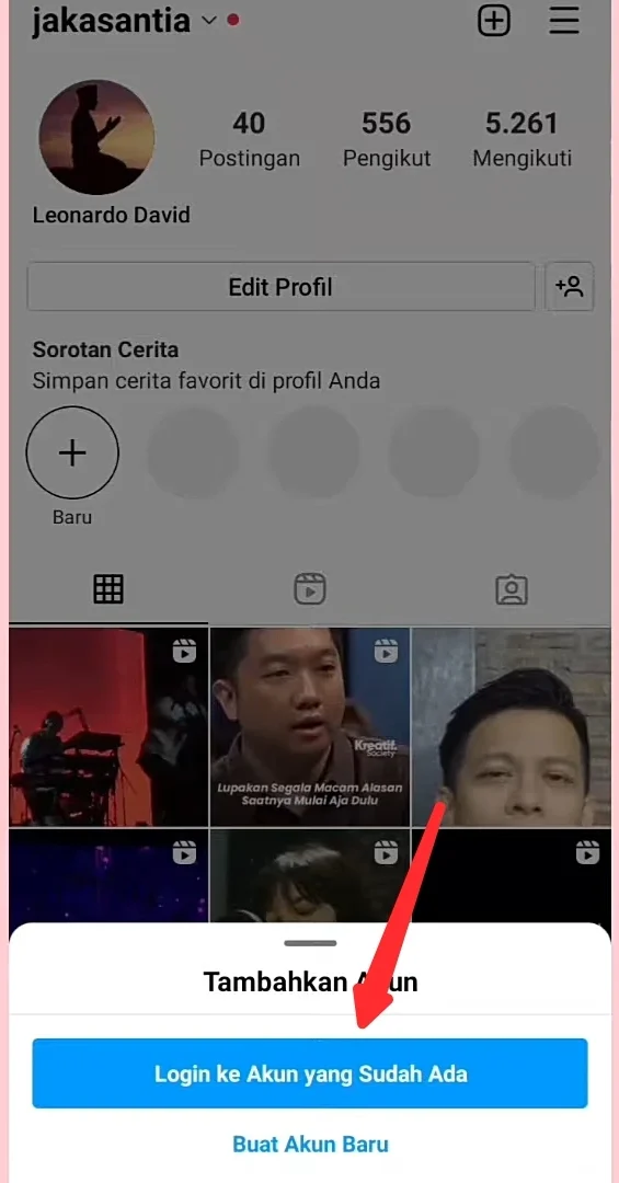 login ke akun yang sudah ada