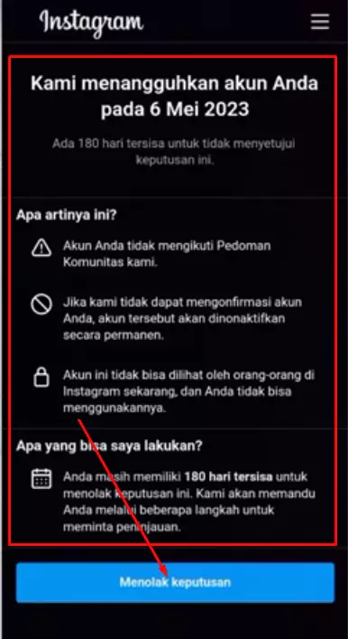 Akun Instagram Ditangguhkan