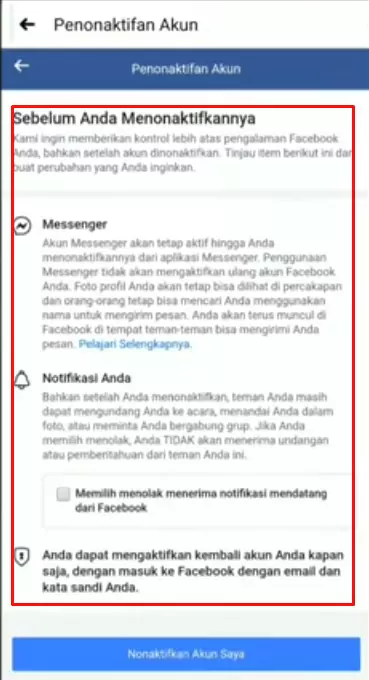 Cara Menonaktifkan Facebook