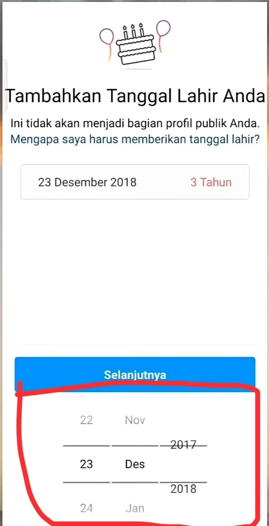 ubah tanggal, bulan dan tahun lahir