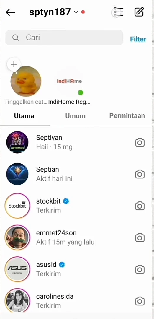 tampilan DM yang berbeda