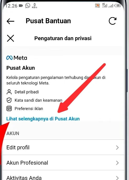 lihat selengkapnya di pusat akun