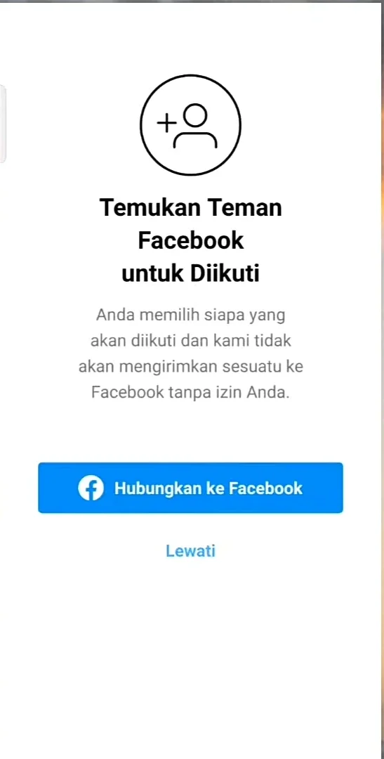 hubungkan ke Facebook atau lewati