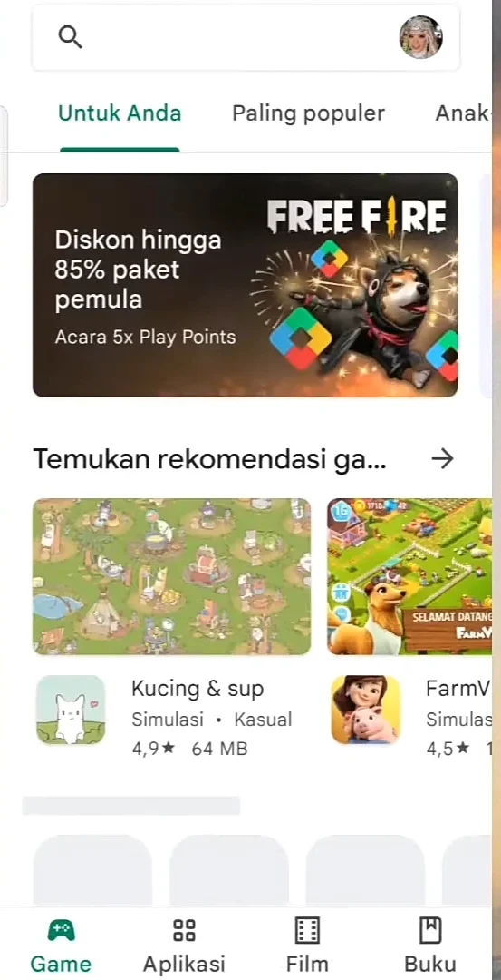 tampilan beranda Play Store