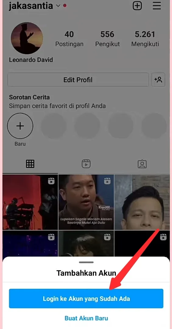 login ke akun yang sudah ada