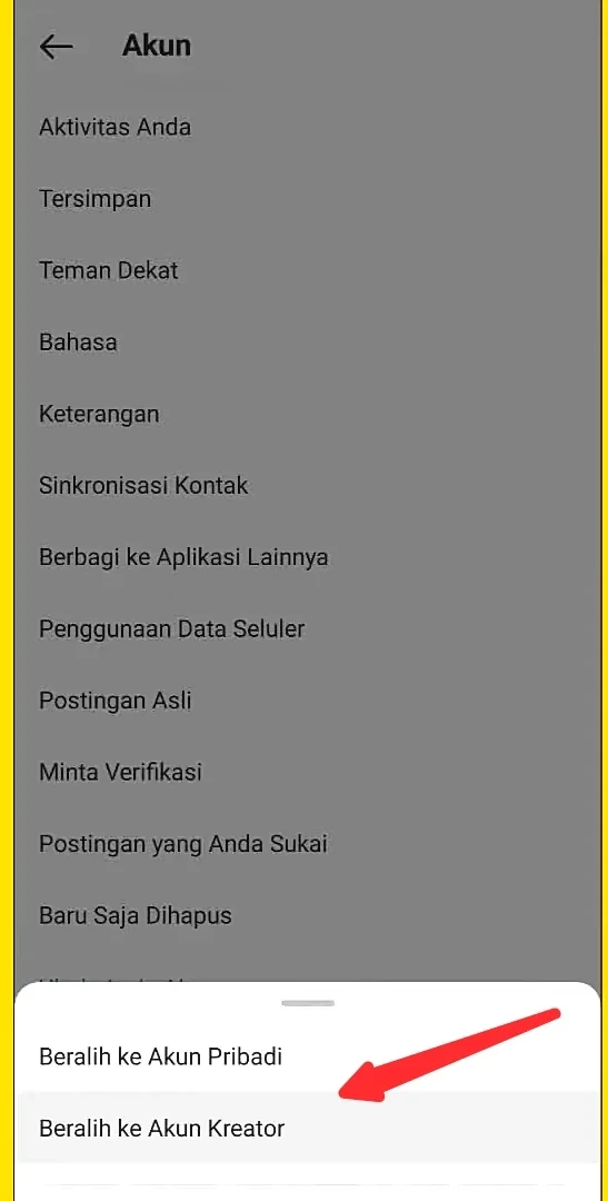 beralih ke akun kreator