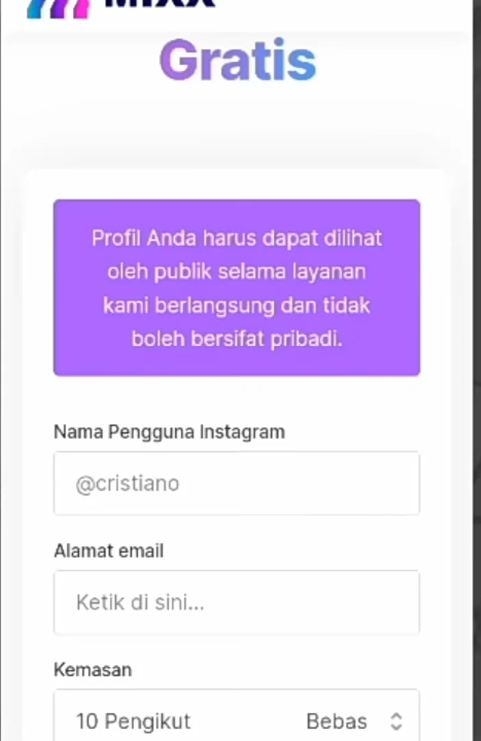 kolom nama dan email