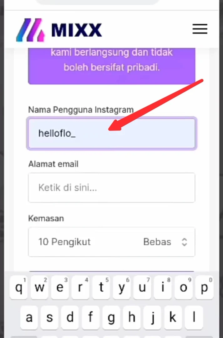 input nama Instagram