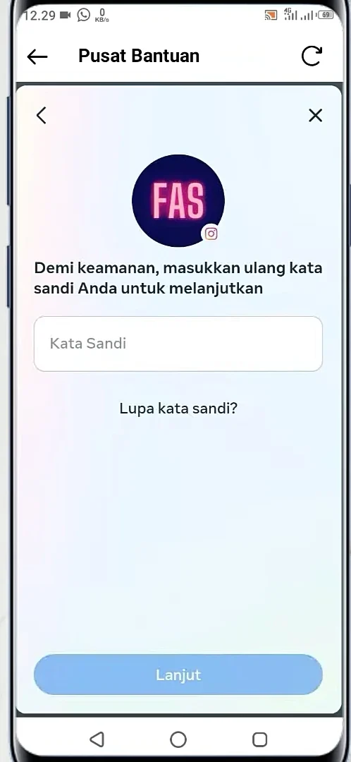 masukkan kata sandi akun