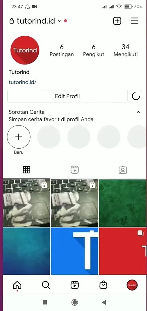 beranda akun profil muncul