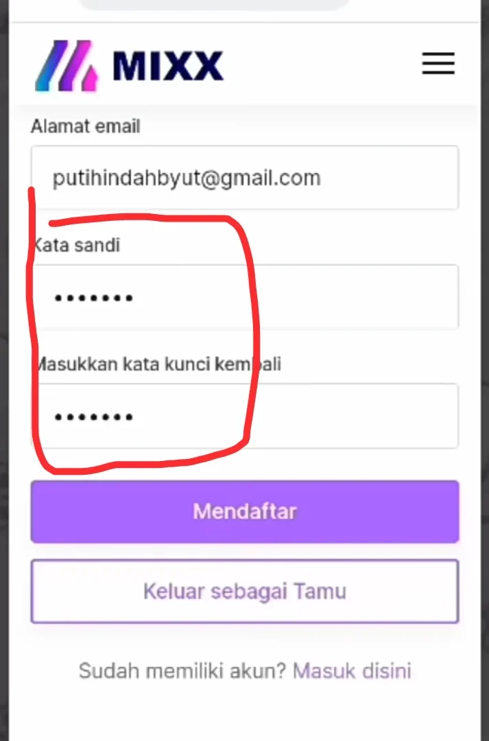 input kata sandi