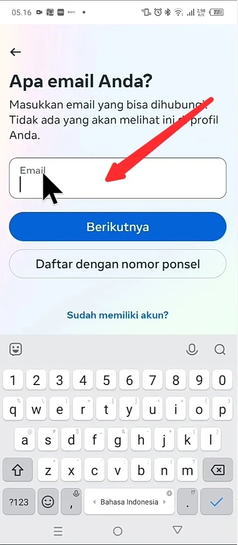 kolom buat email