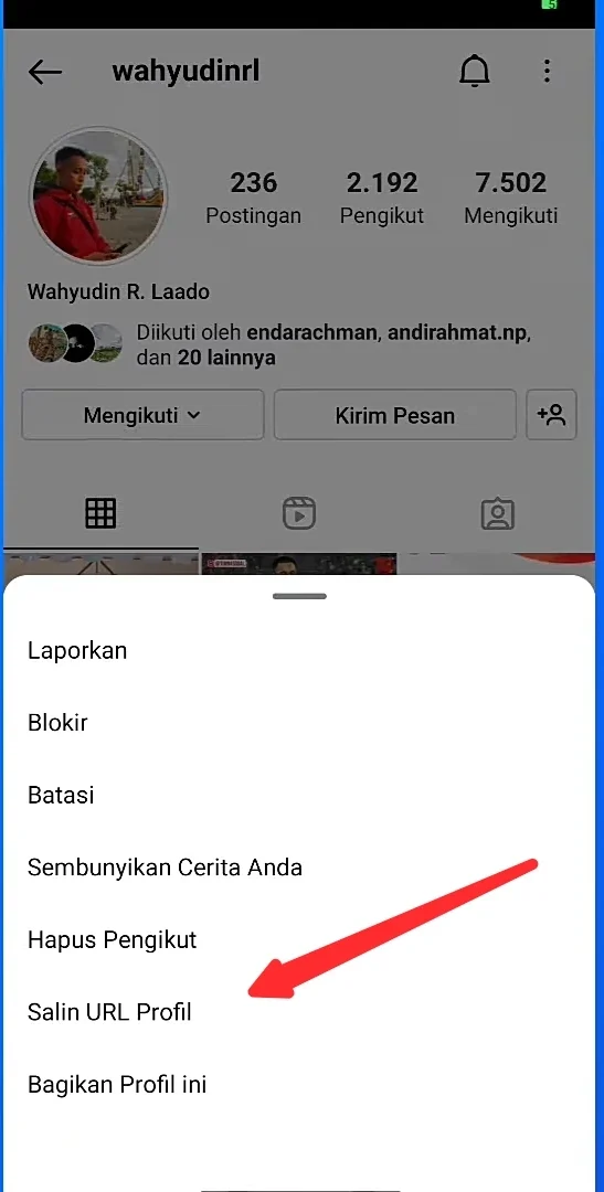 salin url dari profile