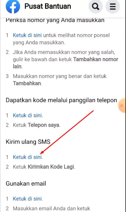 Kode Konfirmasi Facebook Tidak Masuk ke SMS